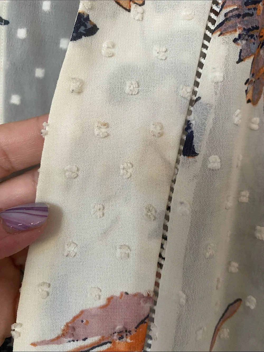 Maurices Floral Sheer Kimono in Cream, Rust, and Lavender - Picture 3 of 5